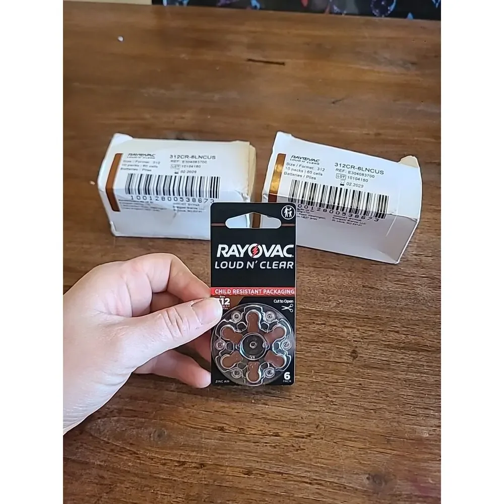 19 Packs 60 Cells Rayovac Loud n' Clear Hearing Aid Batteries 312CR-6LNCUS NEW